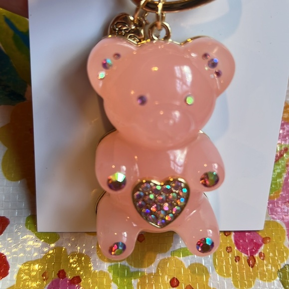 Betsey Johnson pink glitsy gummy bear bag charm / key chain - Picture 3 of 5